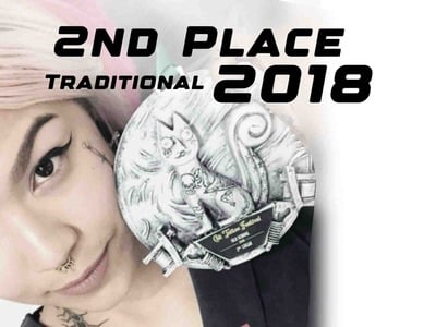 Second place award in a tattoo competition in 2018.