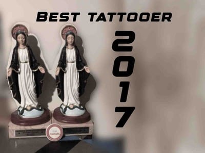 bästa tatueraren pris från en tatueringstävling i 2017.